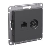 Розетка компьютерная + телевизионная 2-м AtlasDesign RJ45 кат.5E базальт SE ATN001489