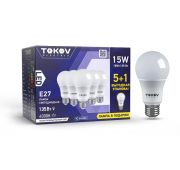 Набор ПРОМО лампа светодиодная 15Вт А60 4000К Е27 176-264В (Promo 5+1 шт) TOKOV ELECTRIC Promo-A60-E27-15-4K
