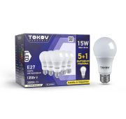 Набор ПРОМО лампа светодиодная 15Вт А60 3000К Е27 176-264В (Promo 5+1 шт) TOKOV ELECTRIC Promo-A60-E27-15-3K