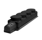 Колодка удлинителя 4-м Компакт 1ф с загл IP44 16А каучук черн. UNIVersal 602231