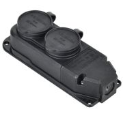 Колодка удлинителя 2-м 16А IP44 с защ. крышкой каучук черн. GENERICA ERK20-016-02-44-K02-G