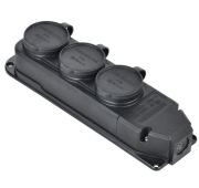 Колодка удлинителя 3-м 16А IP44 с защ. крышкой каучук черн. GENERICA ERK20-016-03-44-K02-G