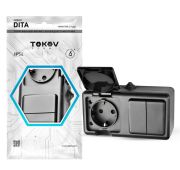Блок ОП Dita (розетка 16А 250В с заземл. + 2-кл. выкл. 10А) IP54 карбон TOKOV ELECTRIC TKL-DT-V2RZ-C14-IP54