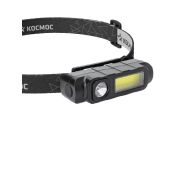 Фонарь аккумуляторный налобный 1Вт LED+3Вт COB LED Li-ion 18650 800мА.ч корпус ABS-пластик USB-шнур регулируемый эласт. ремешок КОСМОС KOC510Lit