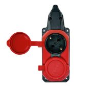 Колодка удлинителя 2-м с заземл. 16А IP44 каучук красн. TOKOV TKE-C13-KK2-Z