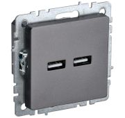 Розетка BRITE USB A+A 3.1А РЮ10-1-БрС механизм сталь IEK BR-U21-D31-K46
