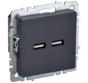 Розетка BRITE USB A+A 3.1А РЮ10-1-БрГ механизм графит IEK BR-U21-D31-K53