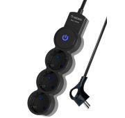Удлинитель 3х3м с заземл. IP20 с выкл. 10А 2200Вт 220В защ. шторки ПВС 3х1 черн. КОСМОС YKsm3m-3g-Z-V10A-B
