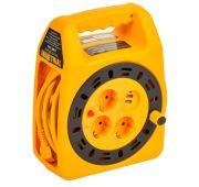 Удлинитель на катушке 3х15м с заземл. Industrial УК15 2P+PE 3х1.5кв.мм USBх2 LED термозащита IEK IN-KP24-16-03-15-UL