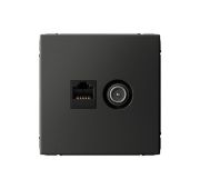 Розетка компьютерная + телевизионная 2-м ArtGallery RJ45 + TV кат.5E базальт SE GAL001489