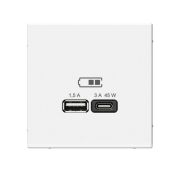 Розетка USB ArtGallery тип A+C 45Вт QC PD высокоскор. ЗУ механизм бел. SE GAL000129