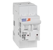 Выключатель автоматический модульный 2п B 20А 4.5кА OptiDin BM63-2B20-4.5-УХЛ3 КЭАЗ 329511