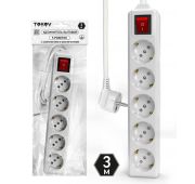 Удлинитель 5х3м с заземл. с выкл. 10А 3х1.5 TOKOV LIGHT TKL-C01-BU5-3-1.5-ZV