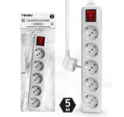 Удлинитель 5х5м с заземл. с выкл. 10А 3х1.5 TOKOV LIGHT TKL-C01-BU5-5-1.5-ZV