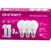Лампа светодиодная 90 603 OLL-A60-11-230-4K-E27-PACK3 ОНЛАЙТ 90603