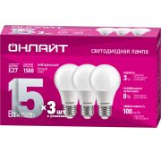 Лампа светодиодная 90 607 OLL-A60-15-230-4K-E27-PACK3 ОНЛАЙТ 90607
