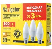 Лампа светодиодная 95 322 NLL-C37-8-230-2.7K-E27-FR-PACK3 NAVIGATOR 95322