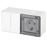 Блок розетка с выключателем Эксперт 11-7502-01 двойн. IP55 16A(10AX)-250В ОУ белый Эра Б0063270