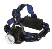 Фонарь аккумуляторный налобный E150 CREE 3Вт фокус 3 режима 220В пластик. черн. (бокс) Ultraflash 12188