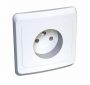 Розетка 1-м СП Этюд 16А IP20 250В без заземл. без защ. шторок бел. SE PC16-001B