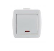 Выключатель 1-кл. ОП Nata 10А IP20 с подсветкой бел. LEZARD 710-0200-111
