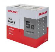 Кабель витая пара F/UTP кат.5e 4х2х24AWG solid PVC INDOOR сер. (м) Rexant 01-0143