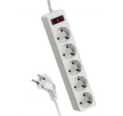 Удлинитель с сетевым фильтром 5х1.8м с заземл. 10А IP20 2.2кВт ПВС 3х0.75 с выкл. с индикатором сети бел. КОСМОС FKsm1.8m-5g(W)