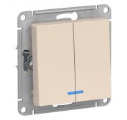 Выключатель 2-кл. СП AtlasDesign 10А IP20 (сх. 5а) 10AX с подсветкой механизм беж. SE ATN000253