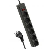 Удлинитель с сетевым фильтром 6х5м с заземл. 16А IP20 3.5кВт 3х1 с предохранителем с выкл. с индикатором сети черн. КОСМОС FKsm5m-6g(B)16A