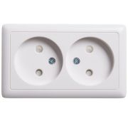 Розетка 2-м ОП Хит 16А IP20 без заземл. защ. шторки бел. SE RA16-233-B