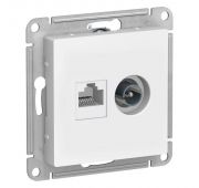 Розетка компьютерная + телевизионная 2-м AtlasDesign RJ45 кат.5E + TV механизм бел. SE ATN000189