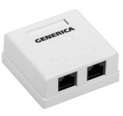 Розетка компьютерная 2-м ОП RJ45 кат.5E UTP GENERICA CS2-1C5EU-22-G