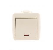 Выключатель 1-кл. ОП Nata 10А IP20 с подсветкой крем. LEZARD 710-0300-111
