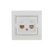 Розетка компьютерная + телефонная 2-м СП Mira RJ45 + RJ11 бел./бел. LEZARD 701-0202-143
