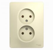 Розетка 2-м СП Glossa 16А IP20 без заземл. беж. SE GSL000220