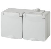 Розетка 2-м ОП Эра Эксперт 11-2603-03 16А IP65 горизонт. 250В 2х2P+E сер. Эра Б0035991