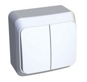 Выключатель 2-кл. ОП Этюд 10А IP20 с подсветкой бел. SE BA10-006B