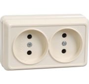 Розетка 2-м ОП Октава 10А IP20 без заземл. крем. IEK ERO20-K33-10-DC