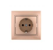 Розетка 1-м СП Mira 16А IP20 с заземл. со вставкой керамика свет. корич. перламутр. LEZARD 701-3131-122
