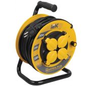 Удлинитель на катушке 4х30м с заземл. 16А IP44 Industrial plus УК30 3х1.5 термозащита IEK WKP15-16-04-30-44