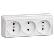 Розетка 3-м ОП Октава 10А IP20 без заземл. бел. IEK ERO30-K01-10-DC