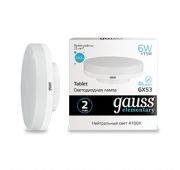 Лампа светодиодная Elementary 6Вт таблетка 4100К нейтр. бел. GX53 460лм GAUSS 83826