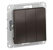 Выключатель 3-кл. СП AtlasDesign 10А IP20 (сх. 1+1+1) 10AX механизм мокко SE ATN000631