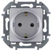 Розетка 1-м СП Inspiria 16А IP20 250В 2P+E защ. шторки немецк. стандарт механизм алюм. Leg 673732