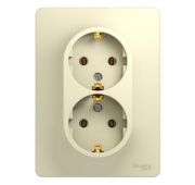 Розетка 2-м СП Glossa 16А IP20 с заземл. в сборе беж. SE GSL000224