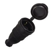 Розетка переносная 16А IP44 230В 2P+PE с защ. крышкой каучук Basic EKF RPS-012-16-230-44