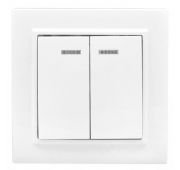 Выключатель 2-кл. СП Минск 10А IP20 с индикатором бел. Basic EKF ERV10-123-10