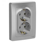 Розетка 2-м СП Blanca 16А IP20 250В с заземл. без защ. шторок алюм. SE BLNRS001023