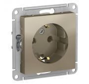 Розетка 1-м СП AtlasDesign 16А IP20 с заземл. механизм шампань SE ATN000543