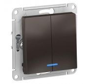 Выключатель 2-кл. СП AtlasDesign 10А IP20 (сх. 5а) 10AX с подсветкой механизм мокко SE ATN000653